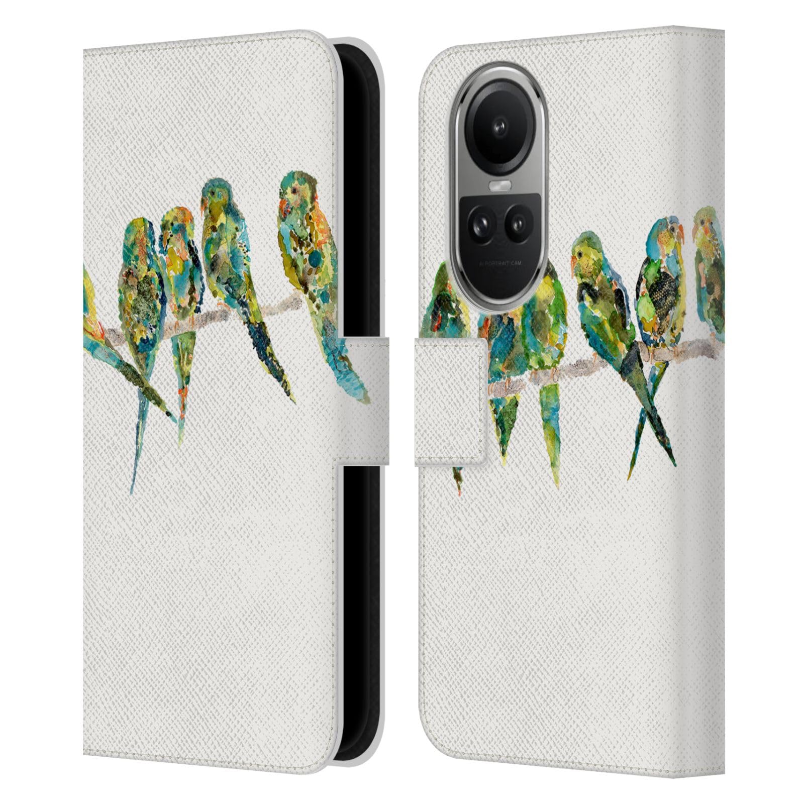 Head Case Designs Officially Licensed Wyanne Perch Birds Leather Book Wallet Case Cover Compatible with Oppo Reno10 5G / Reno10 Pro 5G
