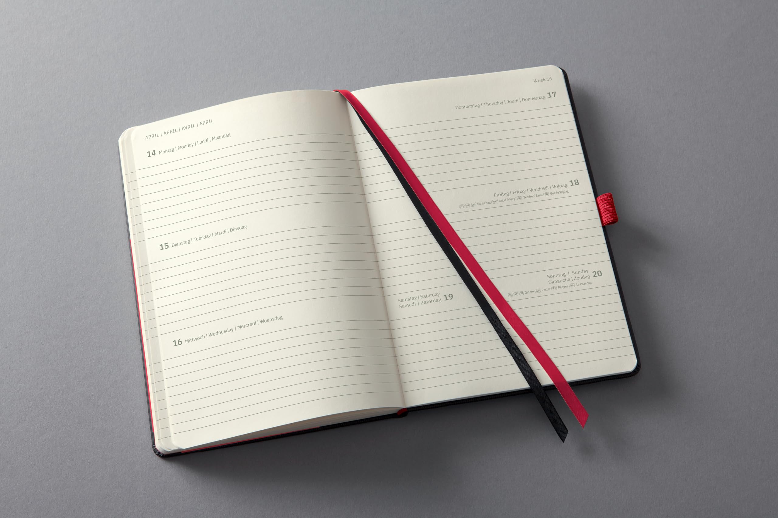 SIGEL C2508 Conceptum Weekly Planner 2025, Approx. A5, Black, red, hardcover, 2 Pages = 1 Week, 192 Pages - Image 3
