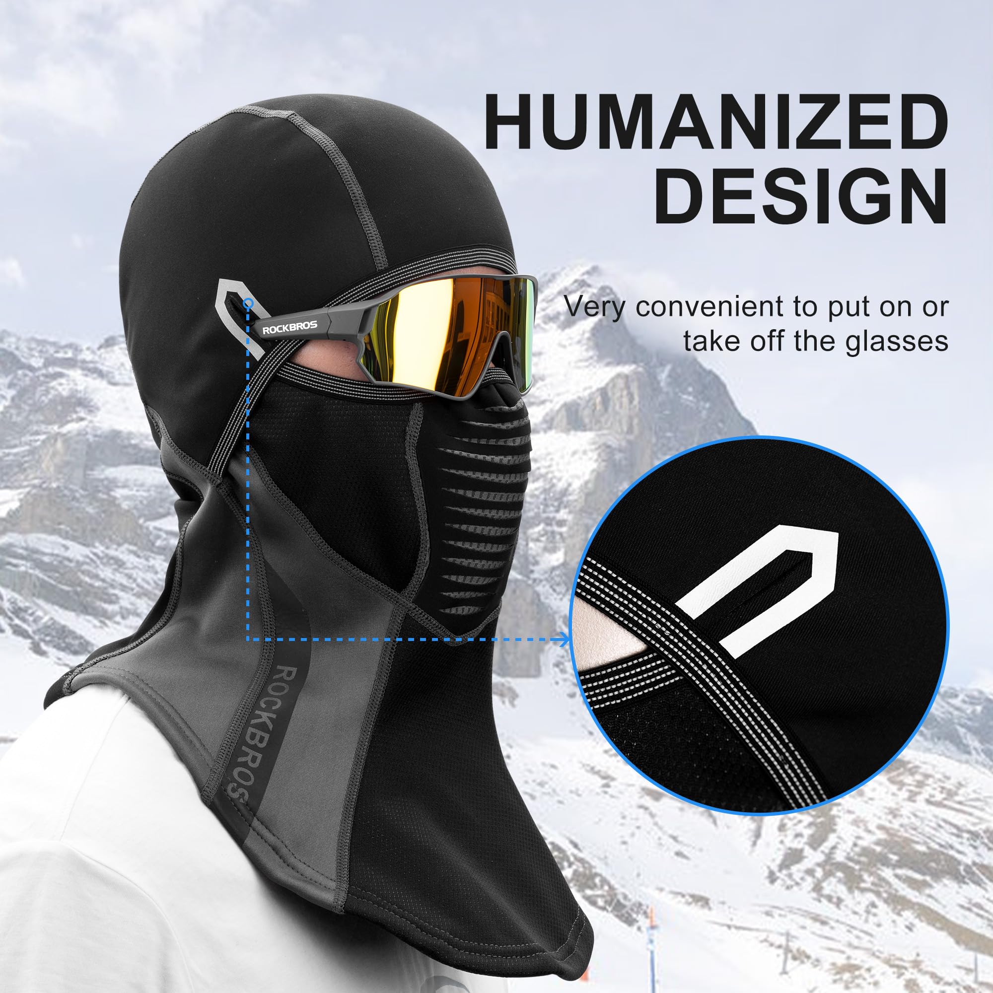 ROCKBROS Sturmhaube Winter Sturmmaske Fahrrad Balaclava Thermal für Radsport, Motorrad, Laufen Damen Herren