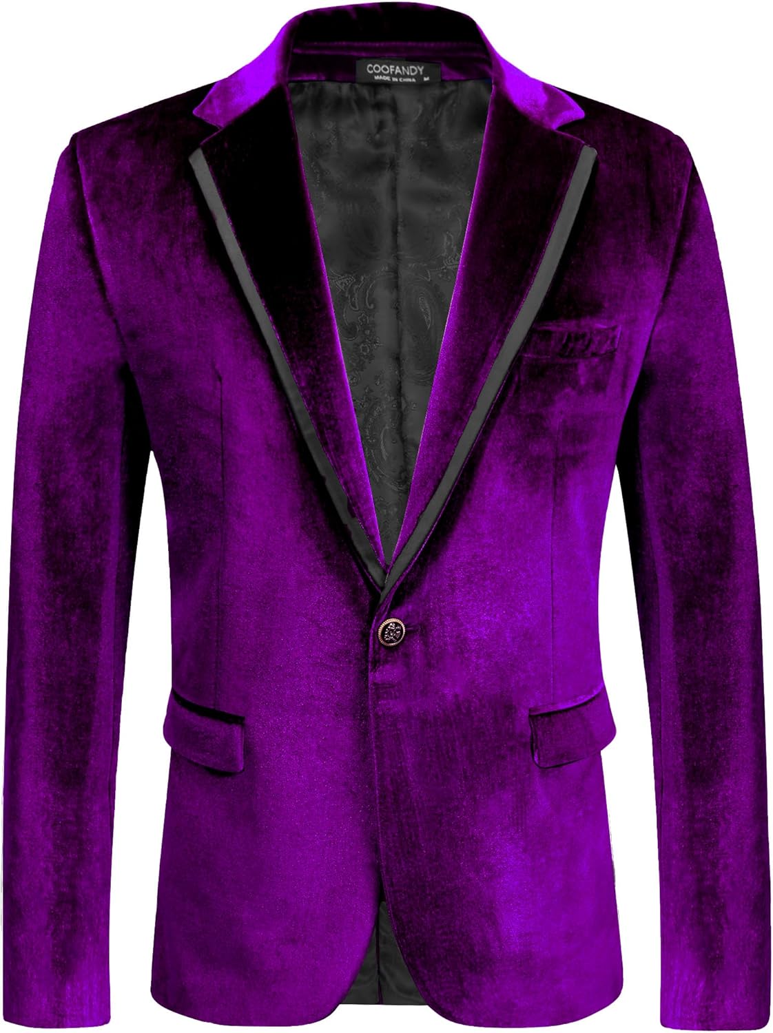 COOFANDY Men's Velvet Blazer One Button Velour Tuxedo Jacket Notched Lapel Suit Jackets for Prom Wedding Party Dinner