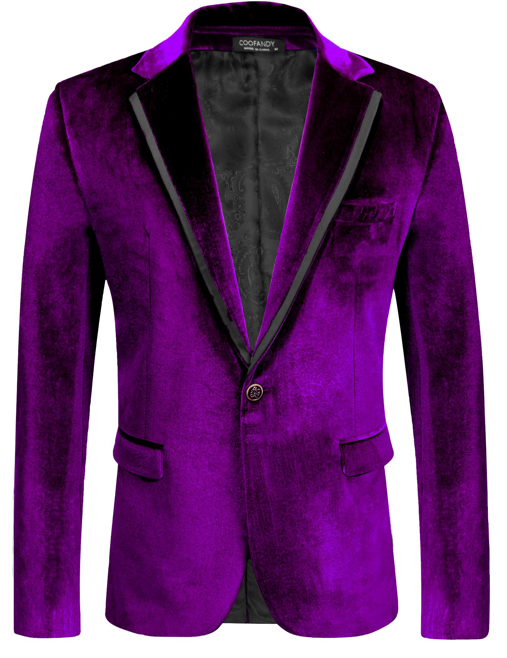 COOFANDY Men's Velvet Blazer One Button Tuxedo Jacket Wedding Blazer Jacket
