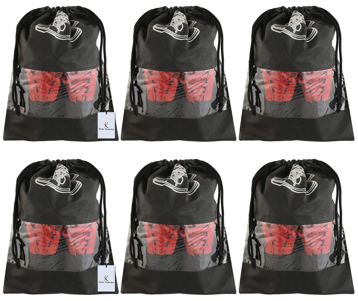 Kuber Industries 6 Piece Non Woven Travel Shoe Cover, String Bag Organizer, Black -CTMTC039514-image-49