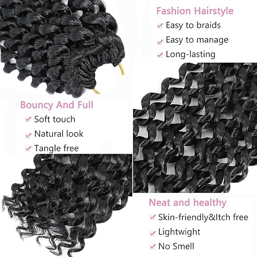Miniatura 3 de Alrence Cabello Passion Twist de 24 pulgadas, 8 paquetes de cabello ondulado de ganchillo rizado para trenzas de ganchillo largas Bohe (24 pulgadas,