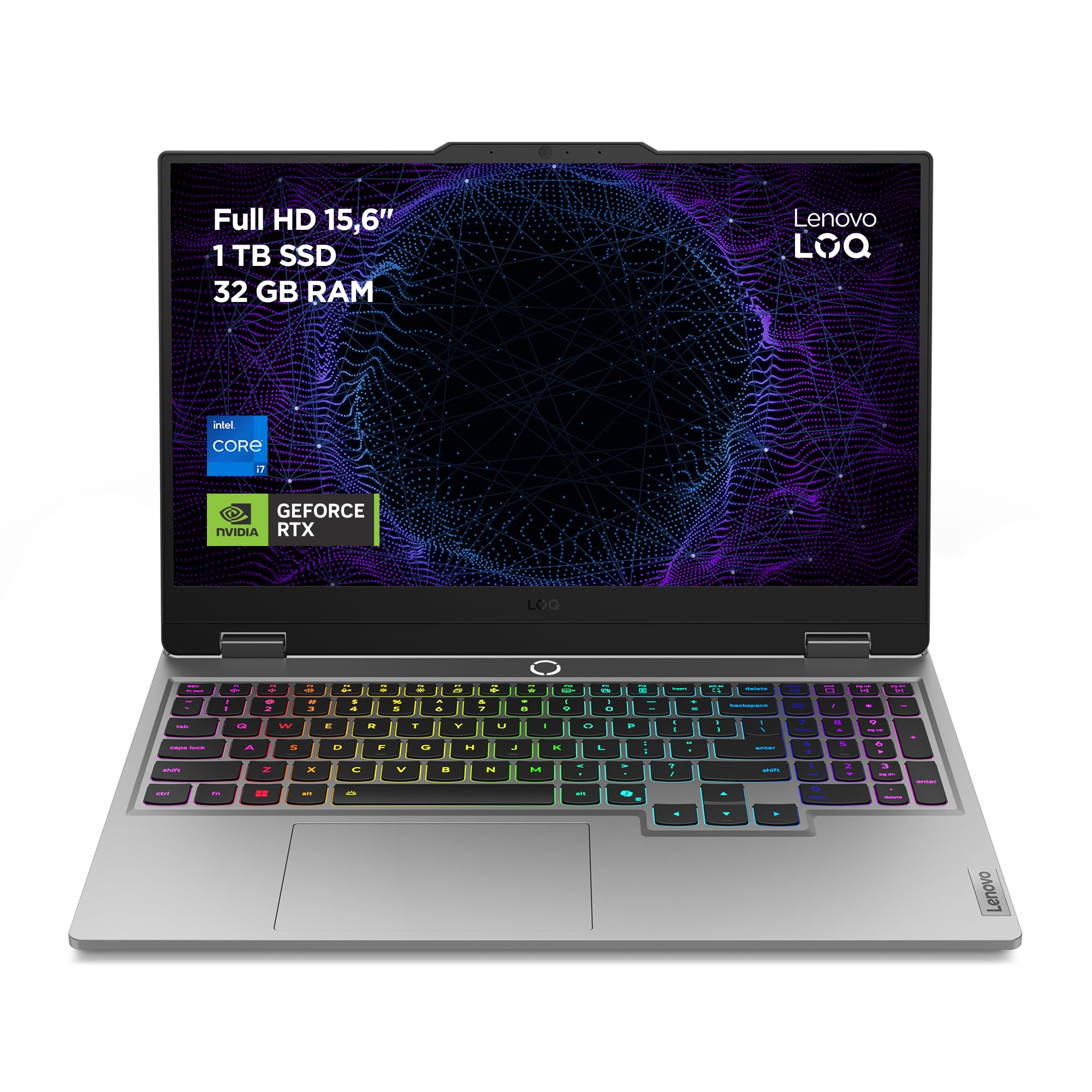 Lenovo LOQ Gen 10 - Portátil Gaming IA 15.6" FHD (Intel Core i7-13650HX, NVIDIA GeForce RTX 5060, 32 GB RAM, 1 TB SSD, 144 Hz, Wi-Fi 6, Sin Sistema Operativo) QWERTY RGB 24 Zonas Español - Gris