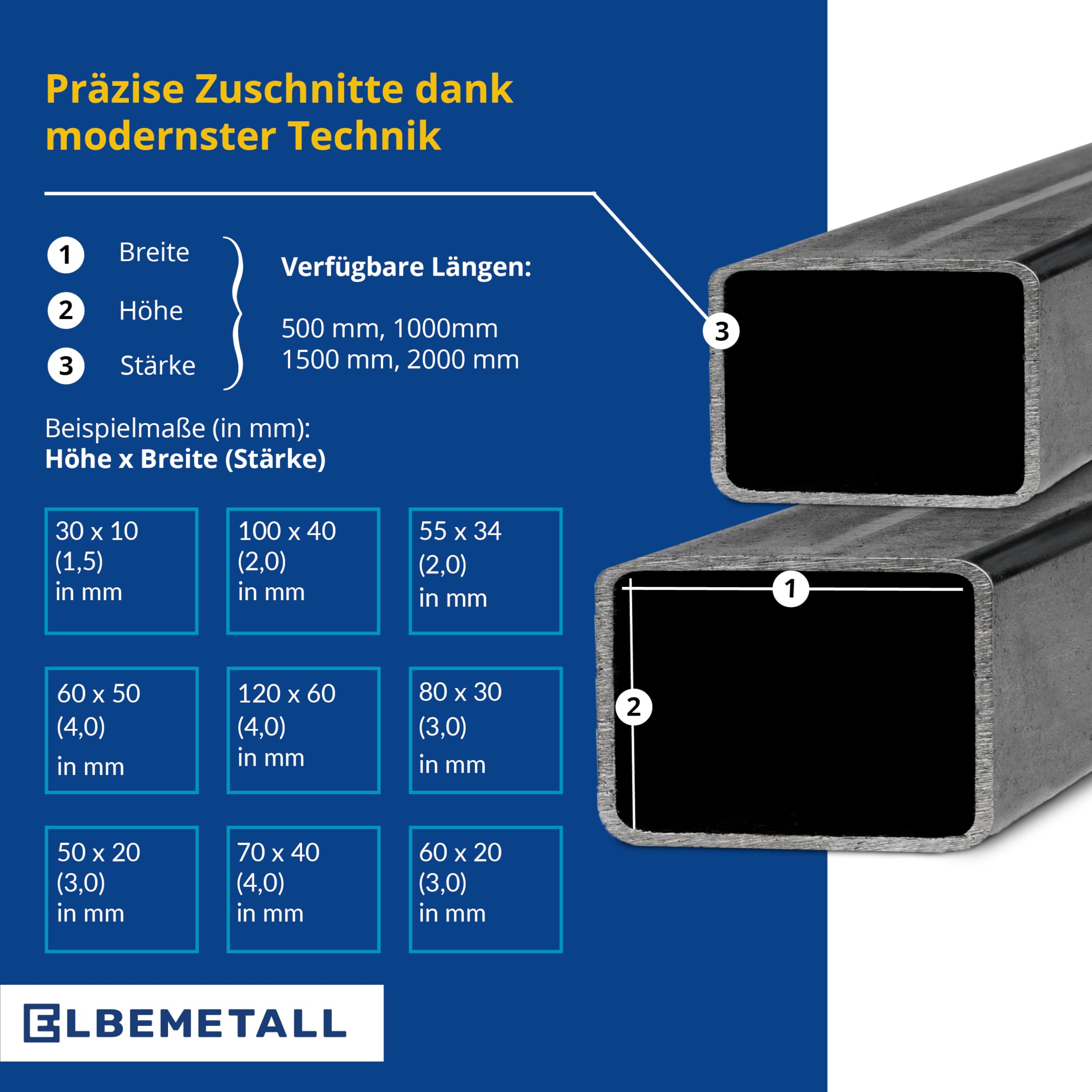 Stahl Vierkantrohr Rechteckig 30x15x1,5 Mm – Län Produktbild-Vorschau 3