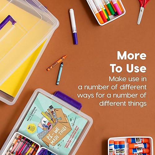 Miniatura 6 de IRIS USA - Contenedores de almacenamiento apilables y de 2 capas de 9.4 cuartos de galón con tapa a granel y 4 divisores extraíbles, para