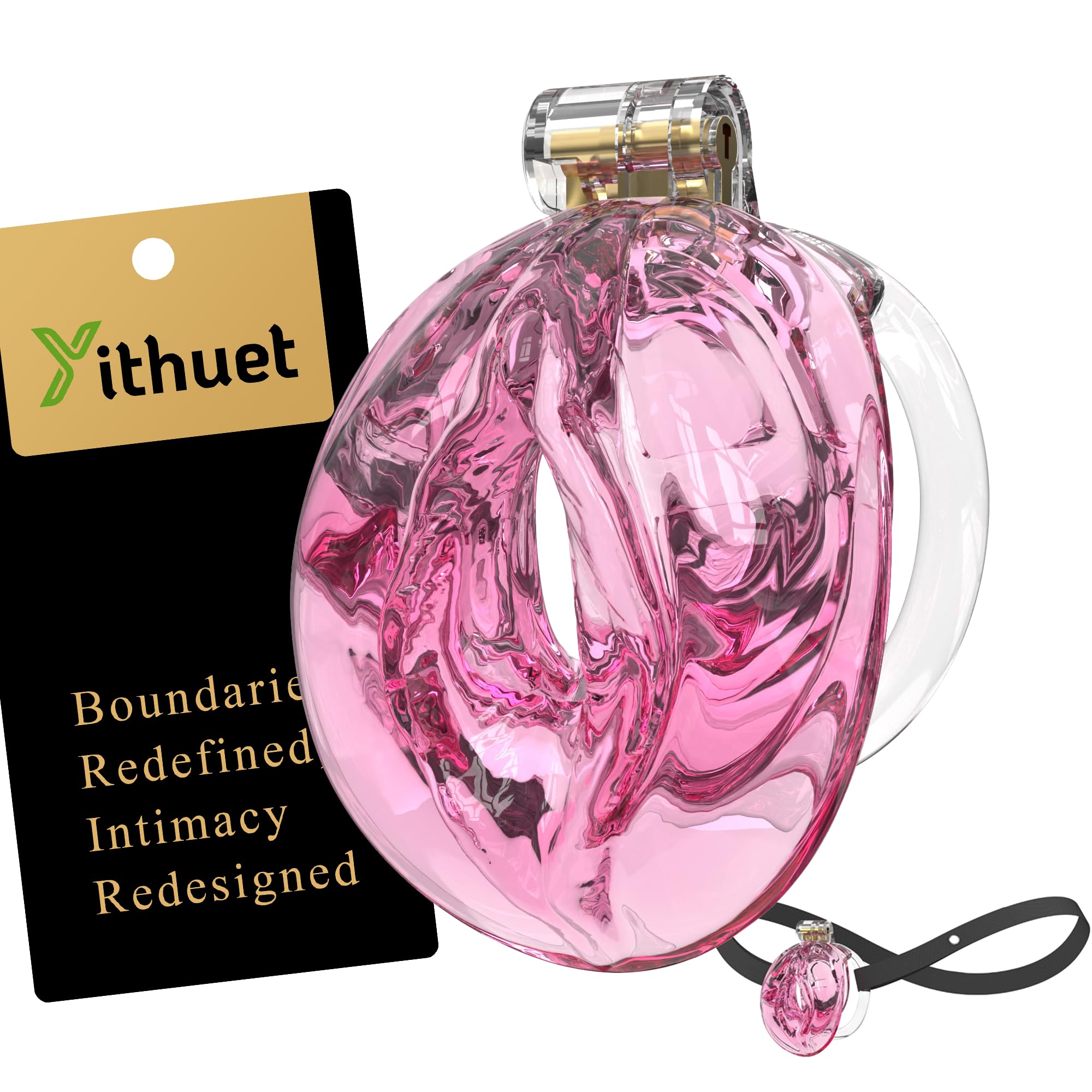 Male Soft Silicone Chastity Cage with a Sissy Labia Apperance Extra Small Translucent Pink