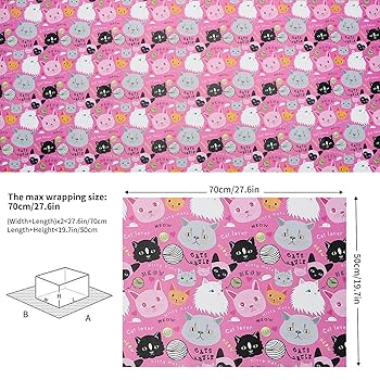 Amazon | Dtiafu 猫ラッピングペーパー 女の子 子供 女性用 - 12