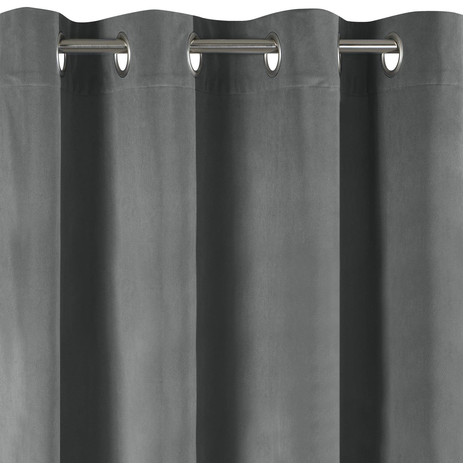 Eurofirany Berfu Blackout Velvet Eyelet Curtain Trendy Elegant Bedroom Living Room Graphite 140 x 250 cm, W 55.1" x L 98.4" (1 Panels) - Image 4