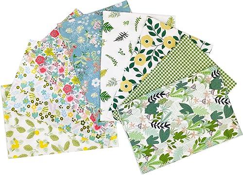 Fat Quarters - Paquetes de tela, 8 piezas (20 x 20 pulgadas  19.7 in x 19.7 in), patrones de costura, telas precortadas para acolchar cuadrados,