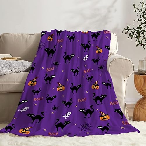 Miniatura 10 de Manta personalizada de calabazas de Halloween con nombre, manta de Halloween personalizada para niños y niñas, manta suave, regalo para Halloween,