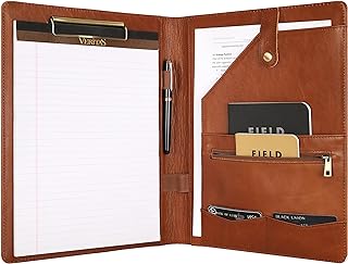 Personalisiertes Leder-Padfolio für Linkshänder, Business-Portfolio-Ordner mit Klemmbrett, Rechtsblock, Portfolio-Mappe für Herren/Damen, Ölbraun