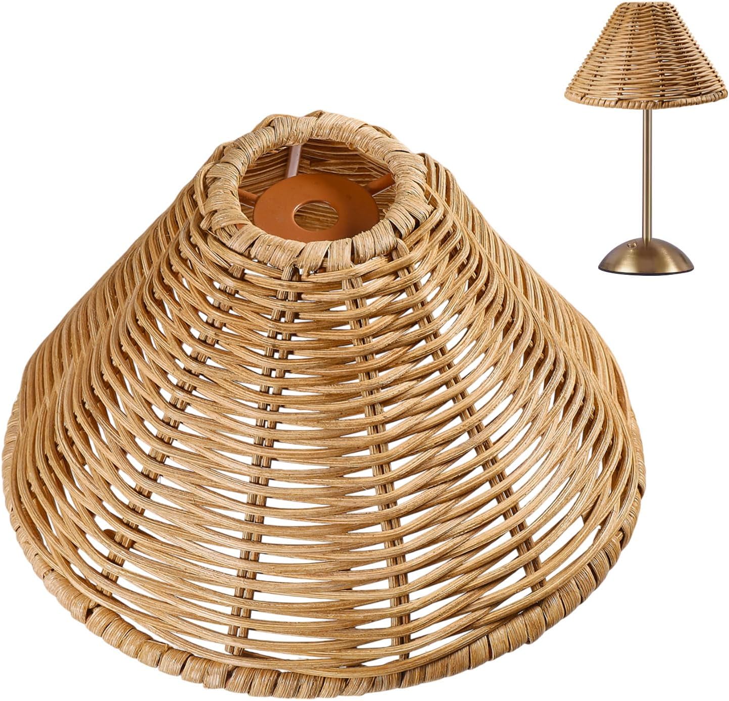CHGCRAFT Empire Clip-On Chandelier Lamp Shades Cone Natural Rattan Lamp Shades Replacement Clip on Lamp Shade for Floor Lamp Pendant Light Wall Sconces