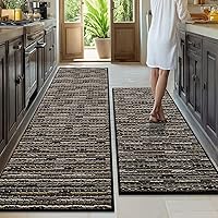 Vista 29 de Juego de 2 alfombras de cocina antideslizantes para el piso, gruesas, resistentes a las manchas, vintage, tapetes de pasillo para pasillos, entrada