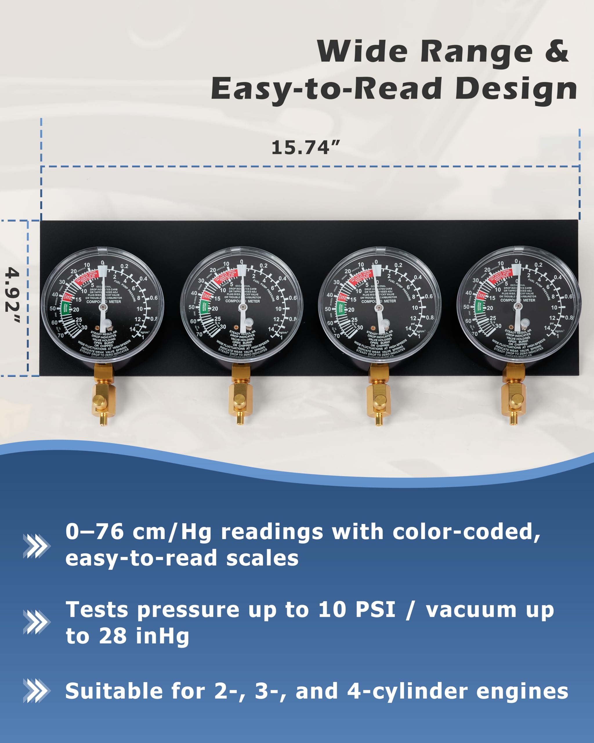 DAYUAN Testeur de synchronisation pour 4 carburateurs - Testeur de synchronisation - Montre de synchronisation - Pour voiture et moto