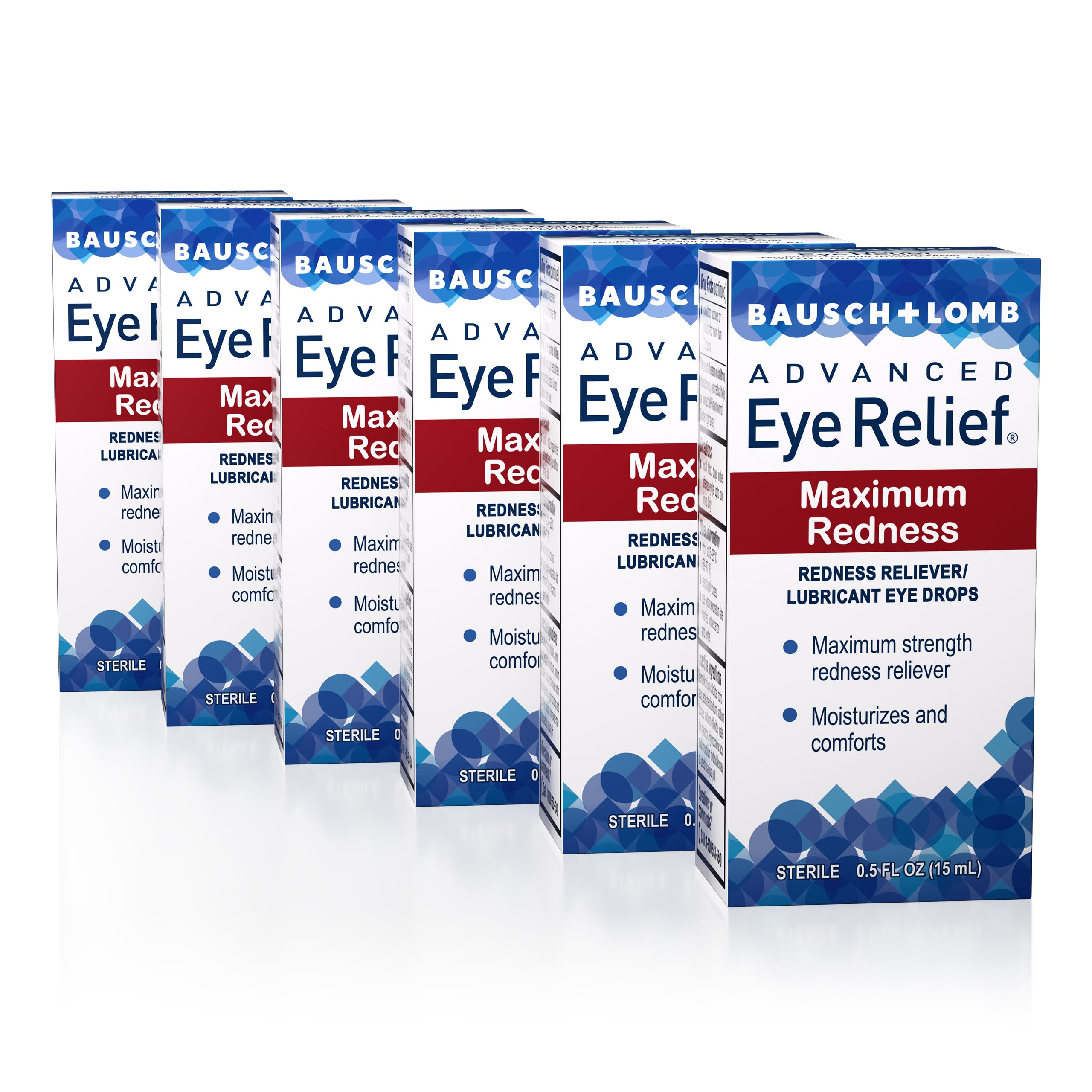 Bausch & Lomb Advanced Eye Relief Maximum Redness Reliver, 0.5-Ounce Bottles (Pack of 6)