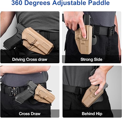 Miniatura 9 de Compatible con Glock 17 31 (Gen1-5) Glock 22 (Gen1-4), no es compatible con G22 Gen5, cintura exterior de retención de nivel II para G17 G22 G31,