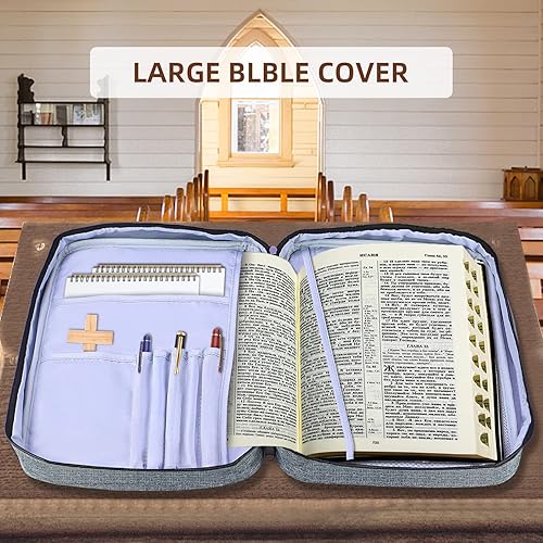 Miniatura 5 de Funda para la Biblia para hombres, fundas de la Biblia para mujeres, bolsa de Biblia de tamaño grande para niños, fundas protectoras para libros