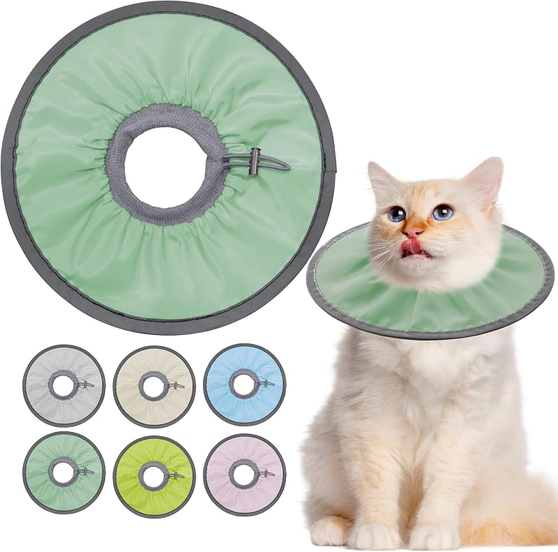 Colar Cone de Recuperação para Gatos Seyezo, Leve, Macio e Ajustável, Verde-Menta, Grande