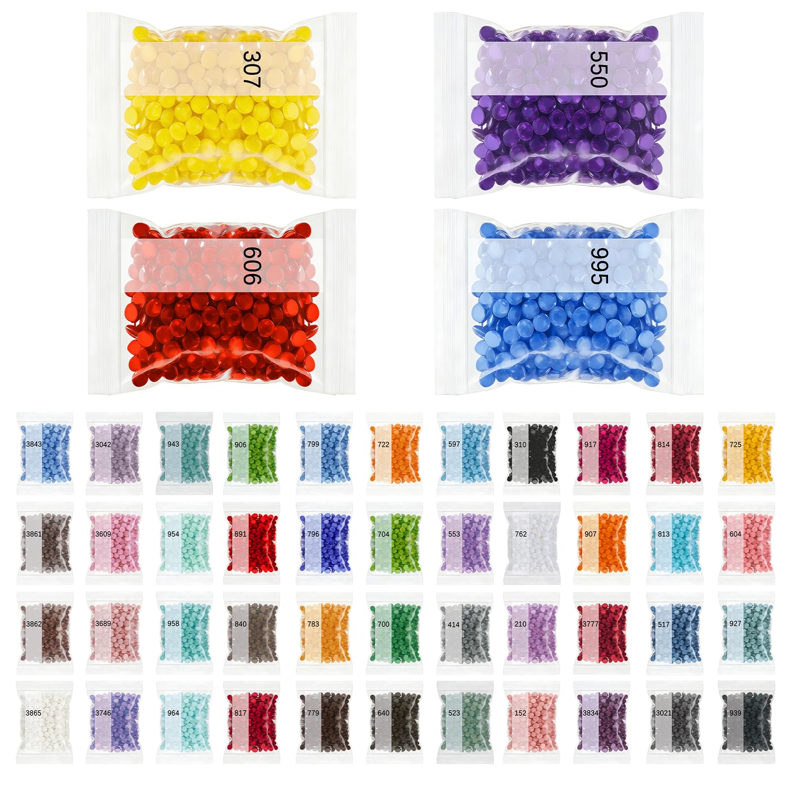 AOVNA 57600 Pieces 48 Color Round Diamond Painting Beads Acrylic Flat Bottom Rhinestones Round Replacement Drills Diamond Painting Accessories for 5D Diamonds Art DIY Craft