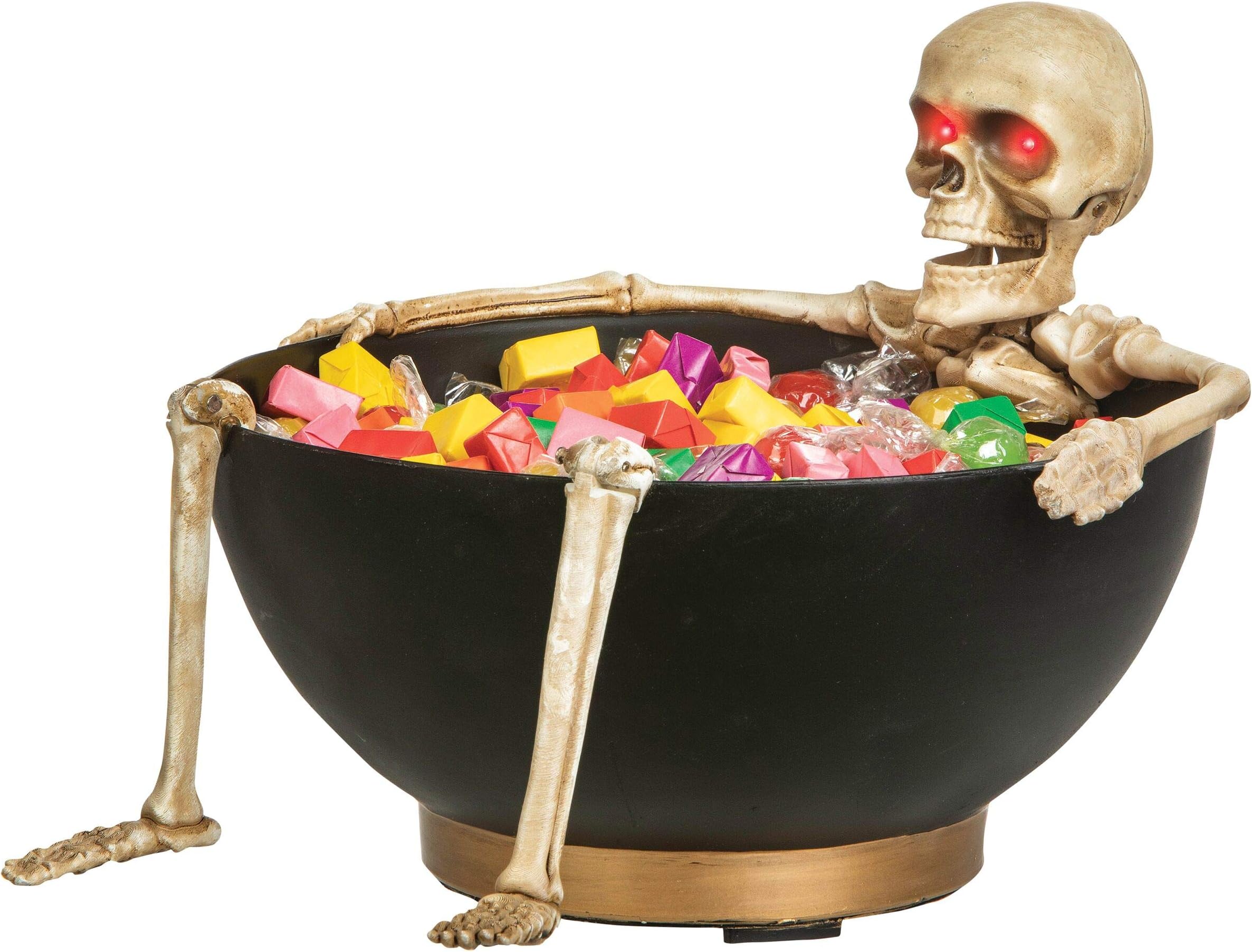 Deluxe Animated Creepy Skeleton Halloween Candy Bowl