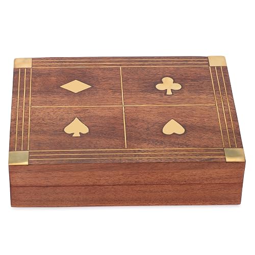 Ajuny Decorativa Madera Caja Cartas De Juego Para Naipes De Dos Barajas 6.2