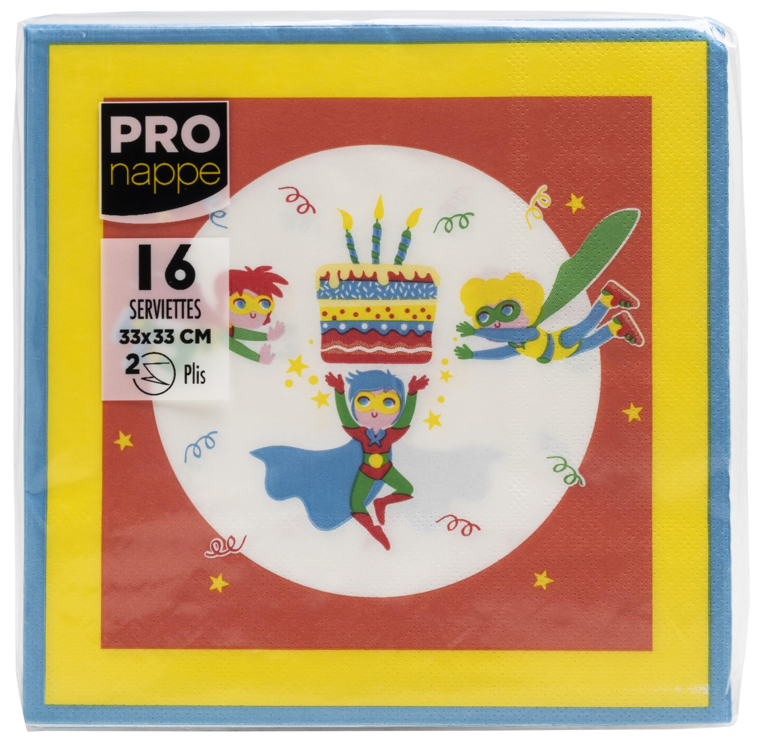 Pro Tablecloth - Ref 62360i - 16 Wadding Napkins 33 x 33 cm - 2 Ply - Superheroes