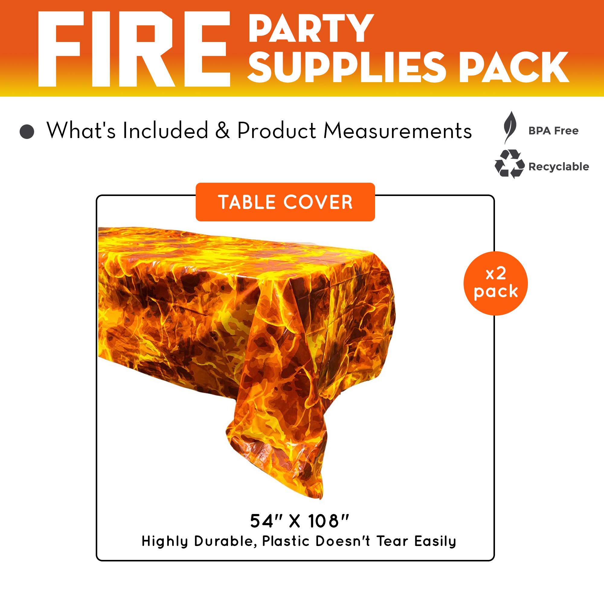 Fire Table Covers (2), Fire Party Supplies, Fire Table, Dragon Birthday