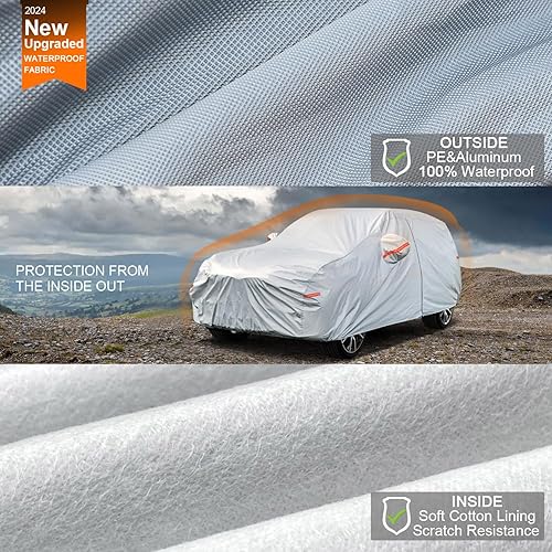 Miniatura 2 de Kayme - Cubierta completa impermeable de 6 capas pautomóvil apta ptodo clima, protección pexteriores contra lluvia, rayos UV, algodón ccremallera,