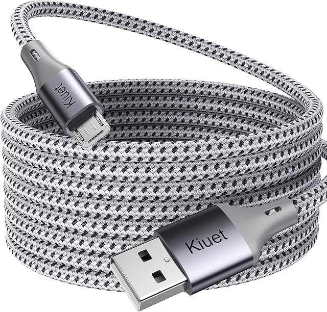 Micro USB Cable 3M, Android Charger Cable, Nylon Braided Micro Charging Cable, Compatible With Samsung Galaxy J7, S7, S6, Kindle Fire, Fire HD tablets, PS4 toll Devices, Sony, HTC, LG, Motorola, Etc 
