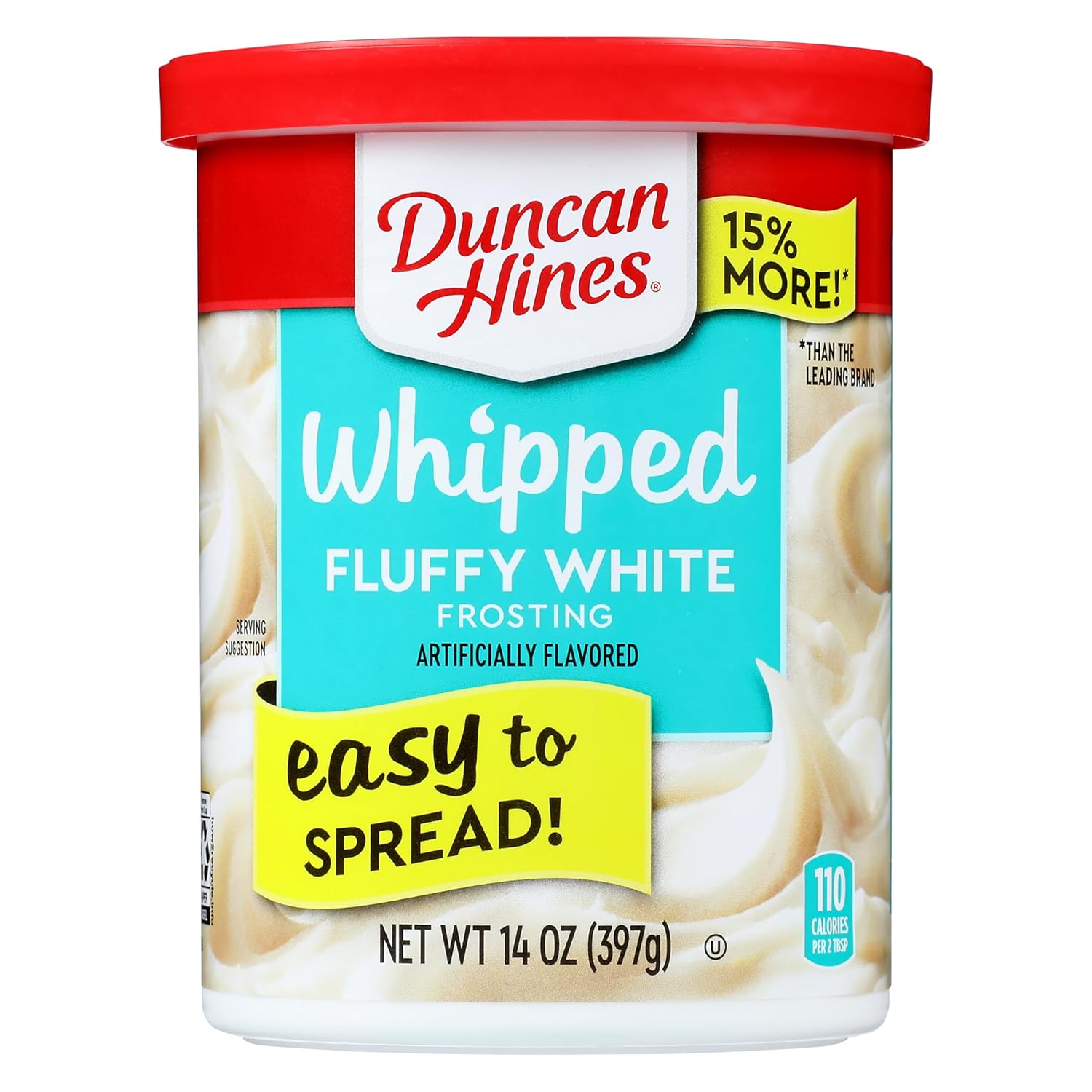 Duncan Hines Whipped Fluffy White Frosting, 14 oz - Creamy Easy-Spread Gluten-Free Topping for Cakes, Cupcakes & Brownies