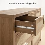 Sicotas 7 Dressing pour Chambre, 57" Grandes commodes de rotin pour la chambre de bébé, salon TV Stand,Boho organisateur coffre de tiroirs, coffre d'entreposage de vêtements (Chêne caramel recu, 1 Pièce)