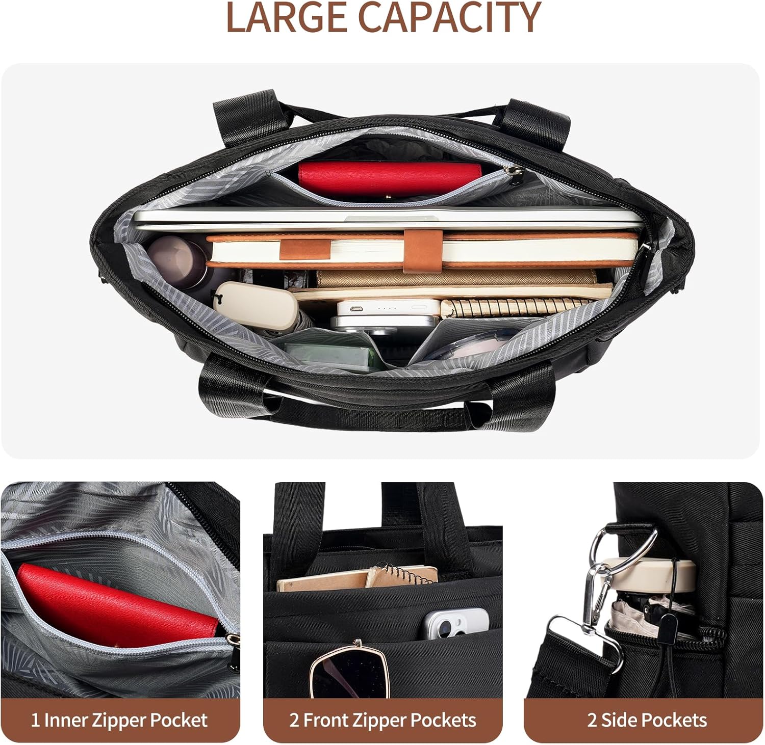 Tote Bag for Women Multi Pockets Crossbody Bag Casual Top Handle Ladies Handbag with Zipper Shoping Travel Work