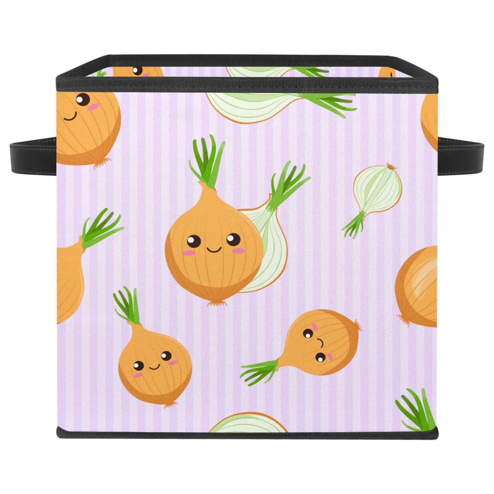 Cube de rangement pliable avec poignées en tissu imprimé