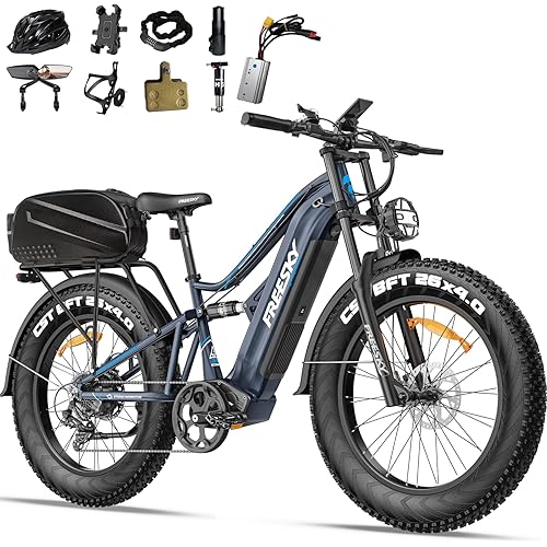 FREESKY 2500W BAFANG Motor Electric Bike for Adults, 48V 30Ah Samsung Cells Removable Battery Ebike 120 Miles, 38+MPH, 26" Fat Tire Dirt All-Terrain Mountain E Bike, Full Suspension, UL 2849 Certified