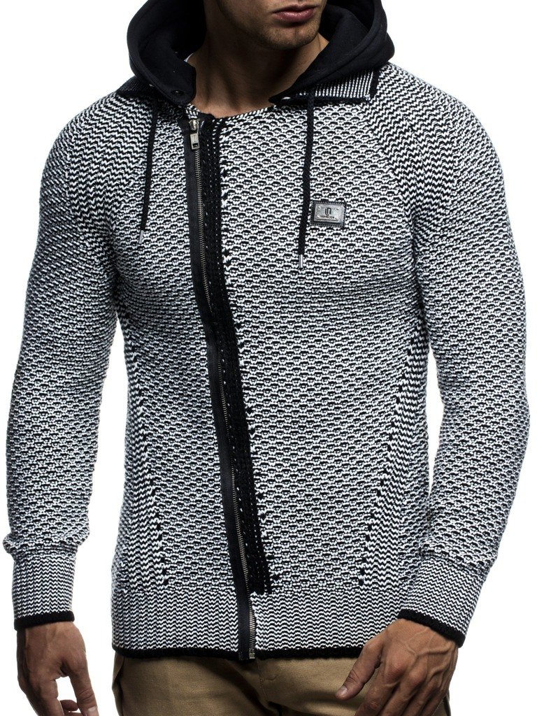 Leif Nelson Strickjacke Herren mit Abnehmbarer Kapuze & Reissverschluss - Strick Sweatjacke Männer Cardigan für Winter & Sommer