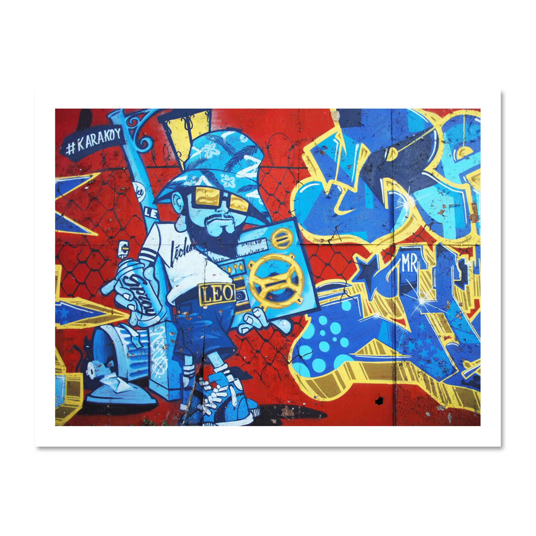 Graffiti Cool Guy Dude Boombox Large Framed Art Print Poster Wall Decor 18x24 inch