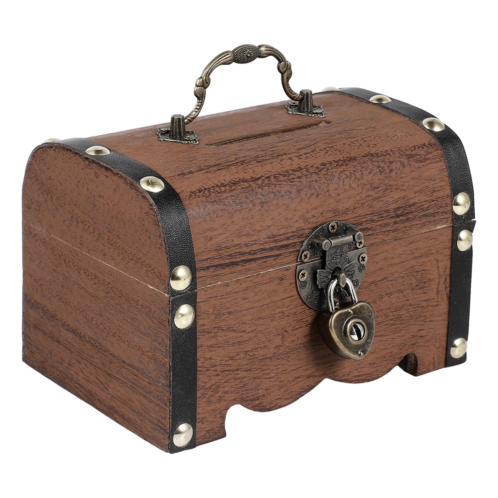 LALAFINA Wooden Antique Treasure Box Bills Savings Small Storage Box Retro Interior Miscellaneous Goods Trinket Box Stylish (Light Brown, S Size) : Toys & Games
