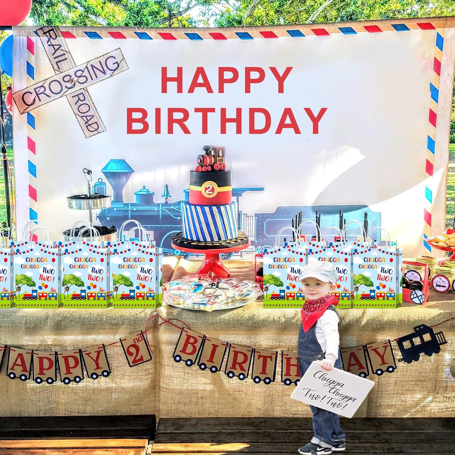 Brattol 16 Pcs Chugga Chugga Two Two Birthday Party Bags Train Theme Design - Ideal Train Birthday Decorations & Party Supplies for Two Years Old Baby’s Celebrations, Precious Mothers - Image 3