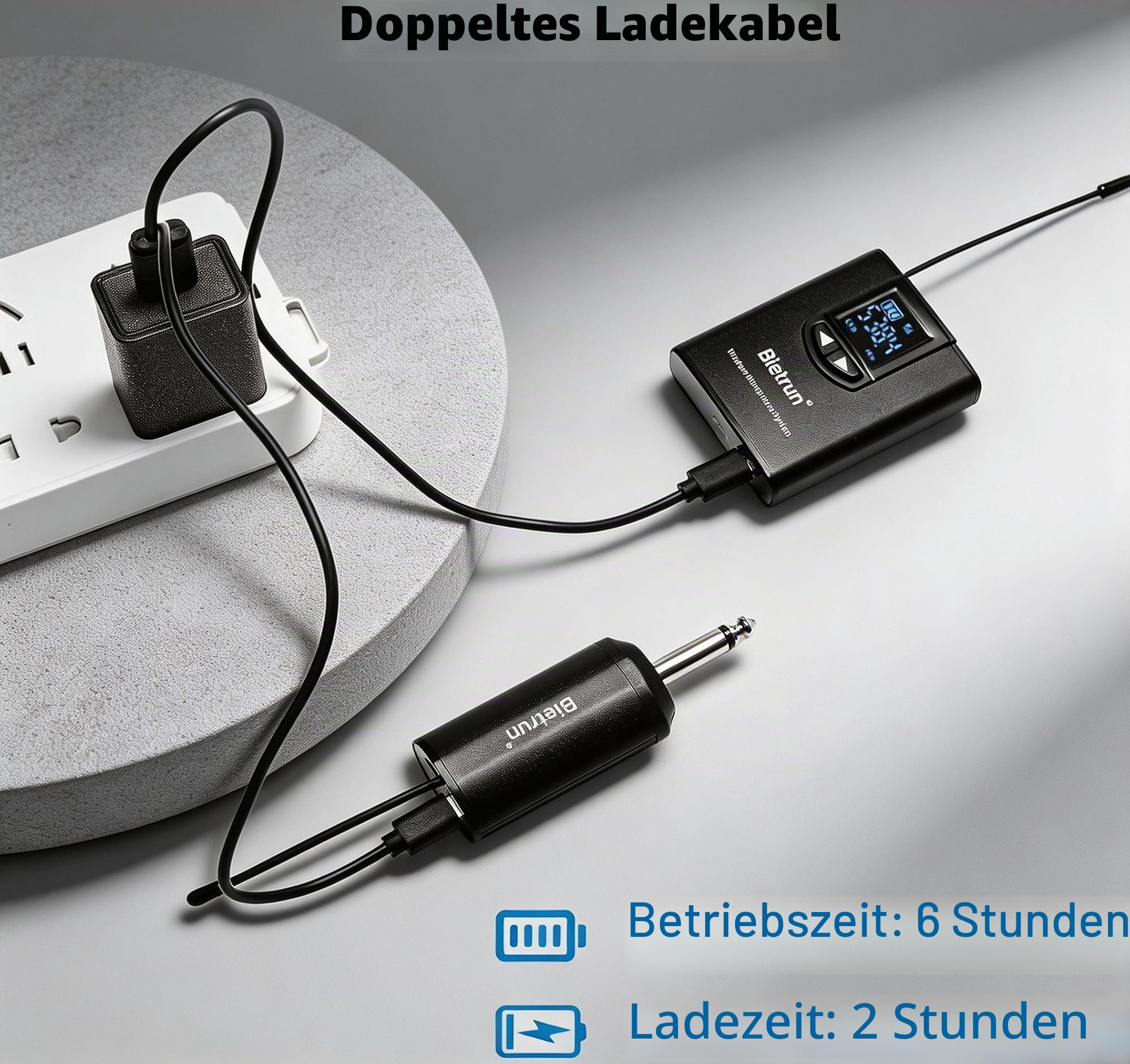 UHF Wireless Lavalier Lapel Microphone System, Kabelloses Lavalier-Mikrofon, Headset Mic, Interview Mic, Rechargeable RX and TX (Work 6hs), 165 ft Range, 1/4" Output, for iPhone, PA Speaker