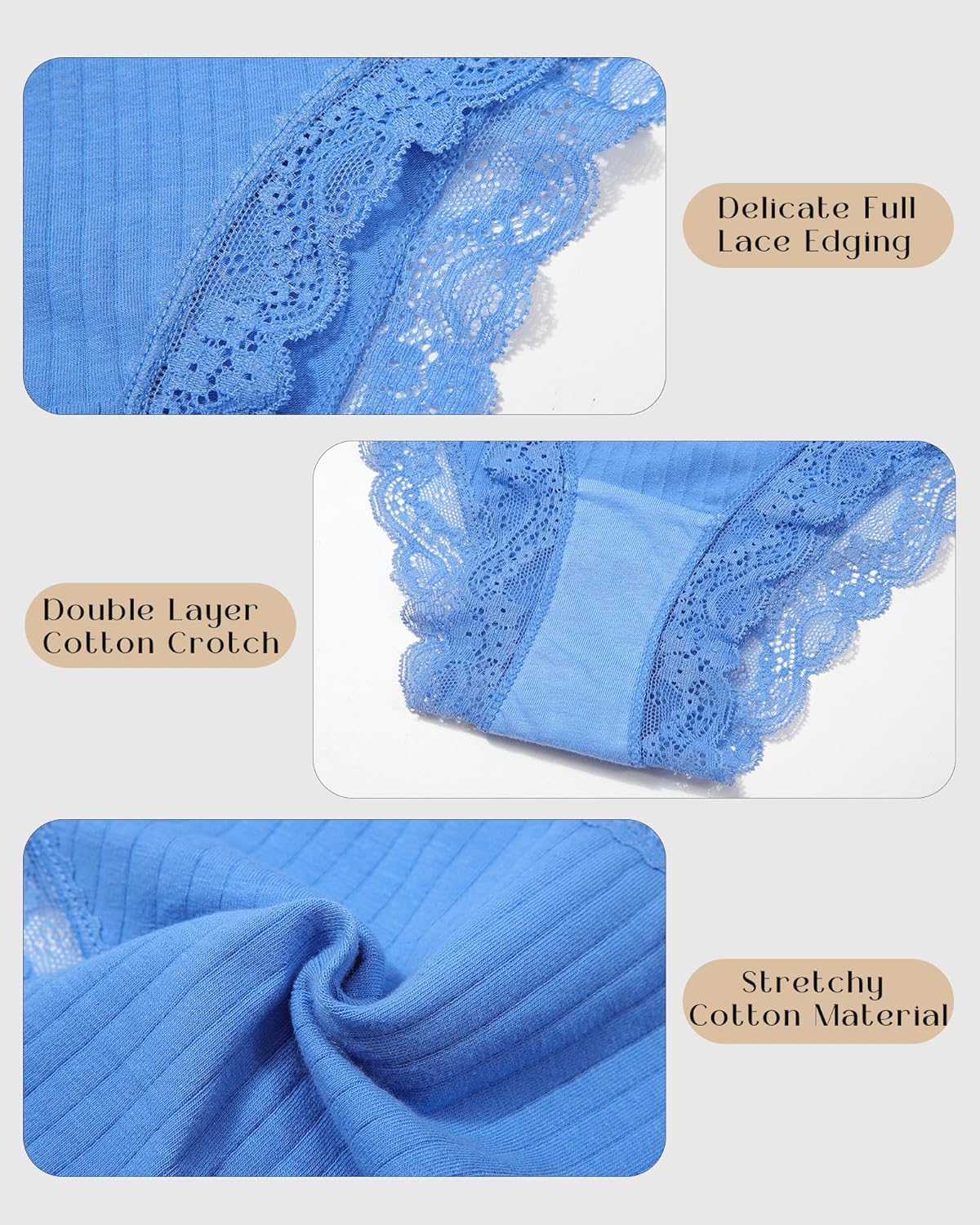 Cotton bikini for women Cheeky Panties lace Hipster for Ladies underwear pack womens Soft Stretch Breathable S-XL - Image 5