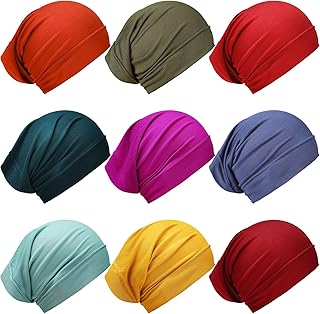 Eurzom 9 Pieces Women's Under Scarf Muslin Hijab Cap Solid Color Dreadlock Wrap Unisex Dreadlock Hair Wrap Muslimah Hijab Tube Cap