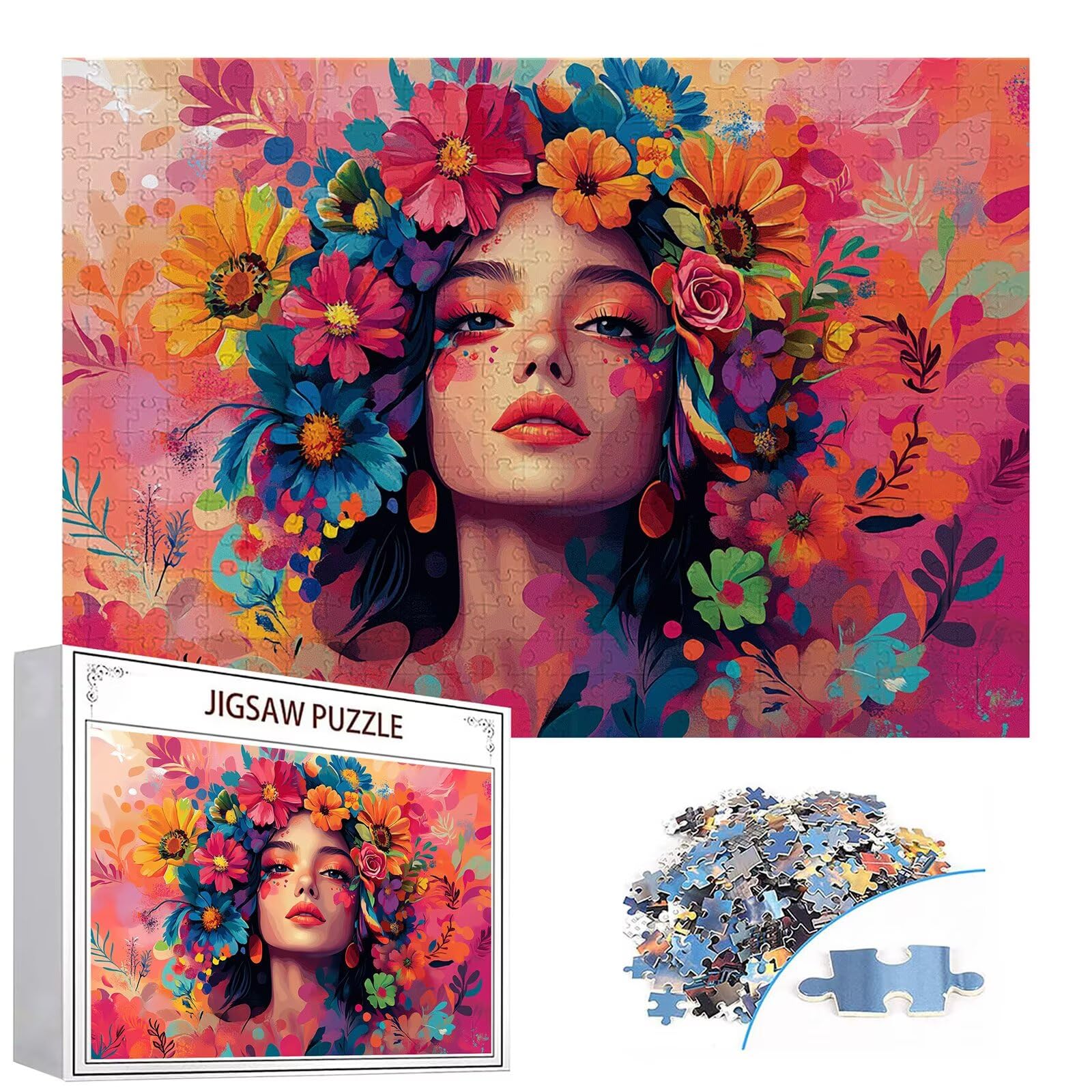 Puzzle 2000 elementów dla kobiet dorosłych kwiaty 100 x 70 cm unikalne rzemiosło klasyczne drewniane układanka 3D do rodzinnych gier aktywnych, układanka do samodzielnego wykonania nawet do dekoracji