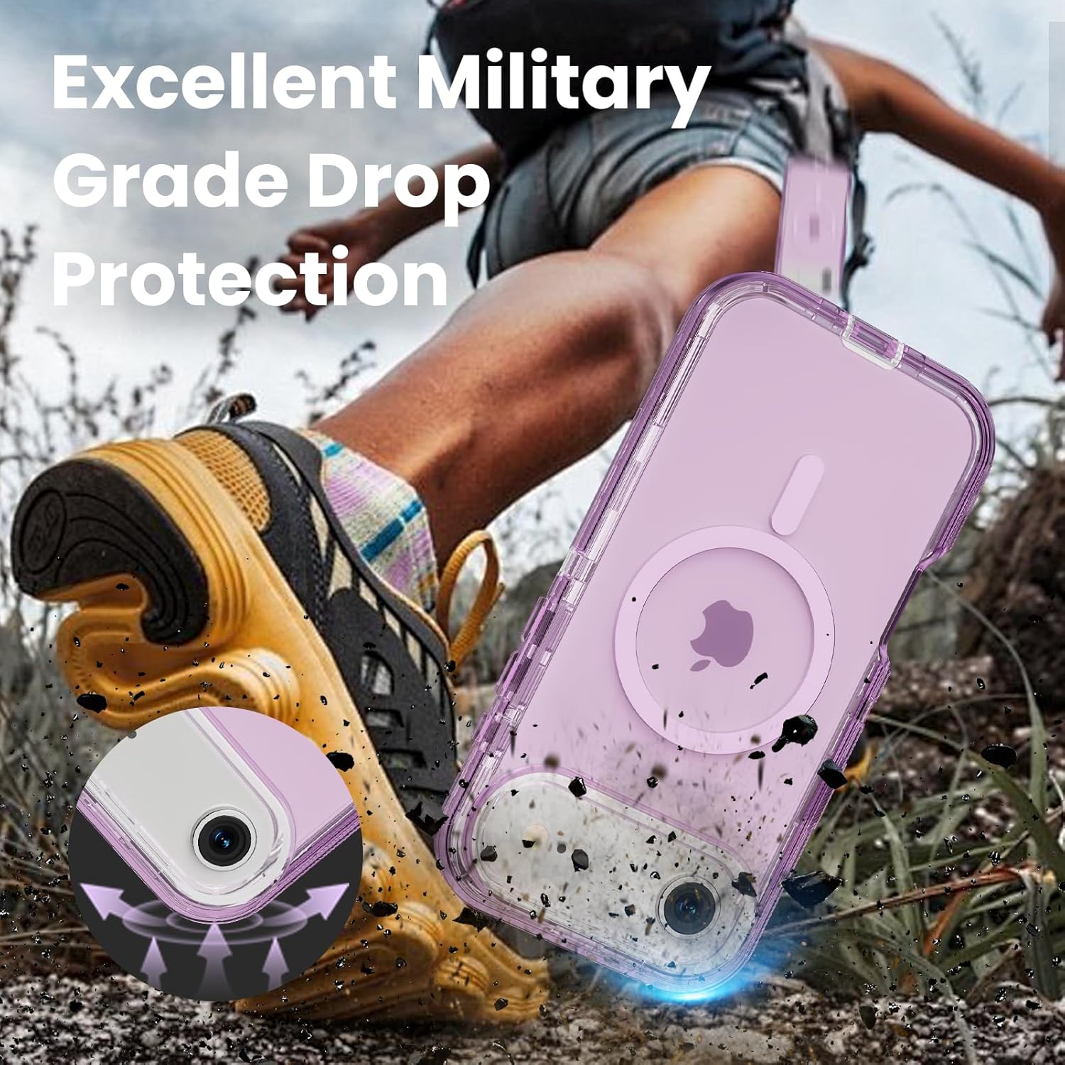 for iPhone 17 Air Case, Compatible with MagSafe, Dual Layer Transparent Magnetic Phone Case, Heavy Duty Anti-Drop Shockproof Protection Phone Cases for iPhone 17 Air, 6.5 inch, Purple - Image 4