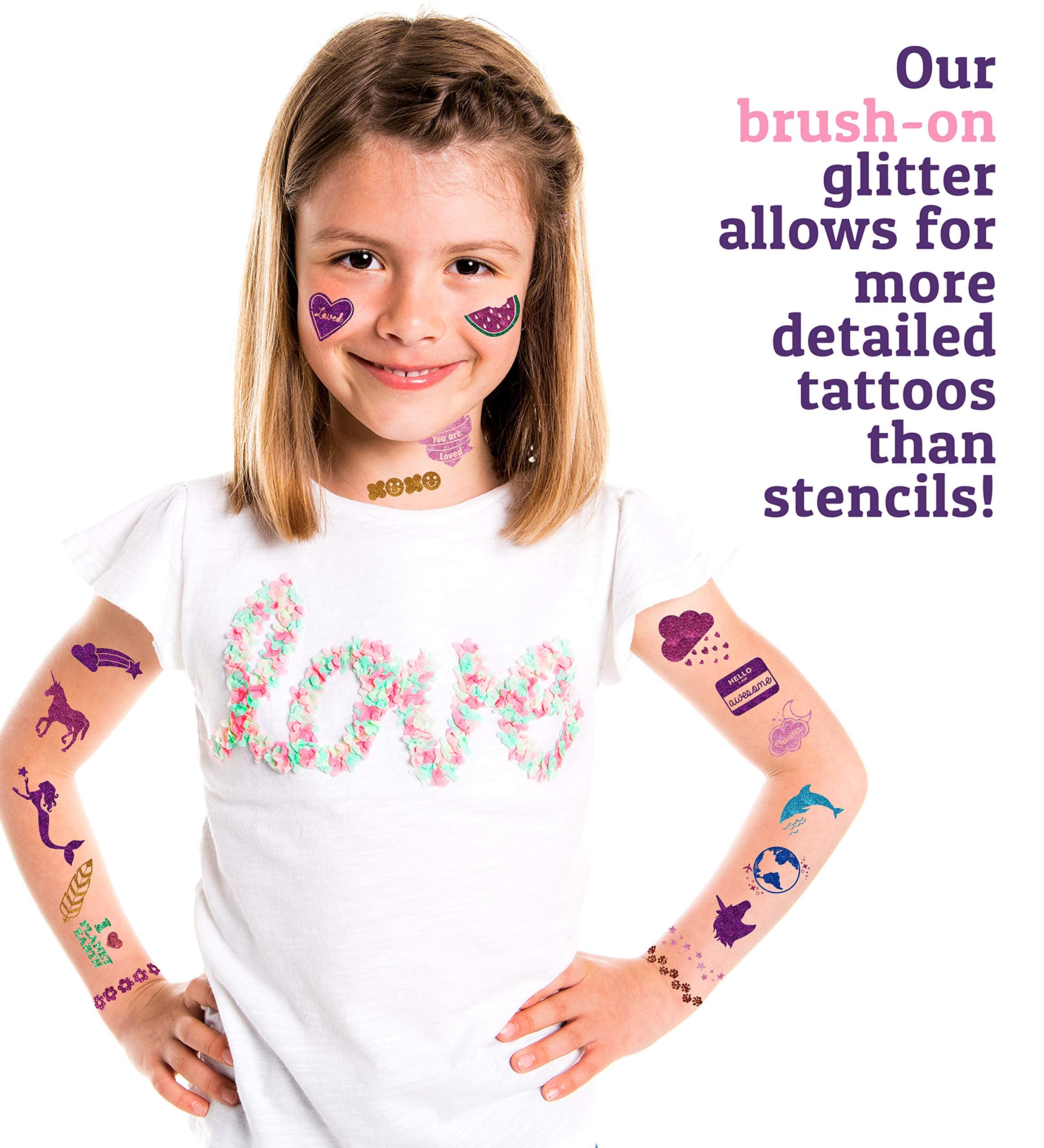 Purple Ladybug Glitter Tattoos for Kids with 175 Designs Great