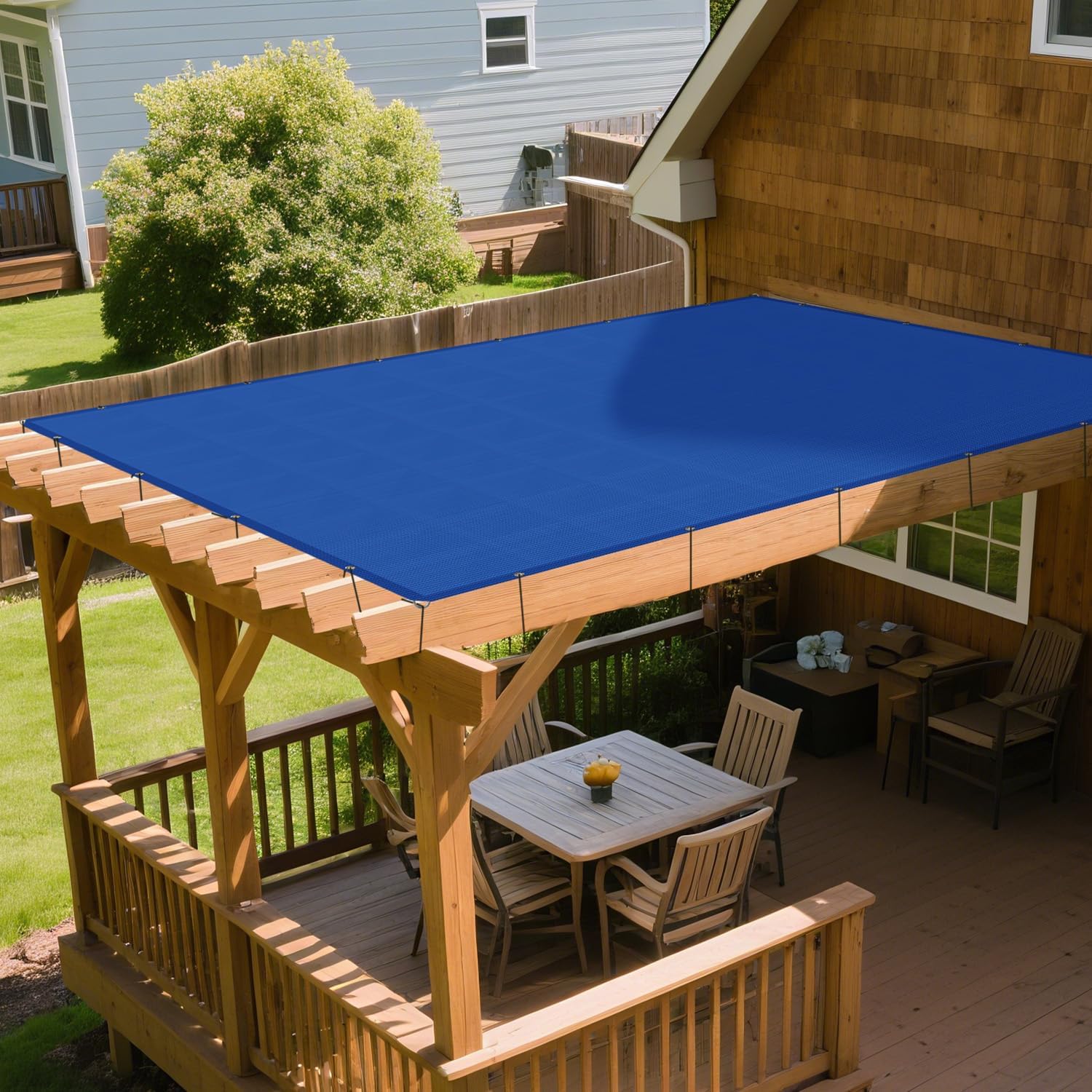 Sun Shade Cloth with Grommets 10' x 40' Pergola Shade Cover Canopy Rectangle Sunshade Sail UV Block Mesh Tarp for Outdoor Patio Pergola Garden Backyard Greenhouse, Blue