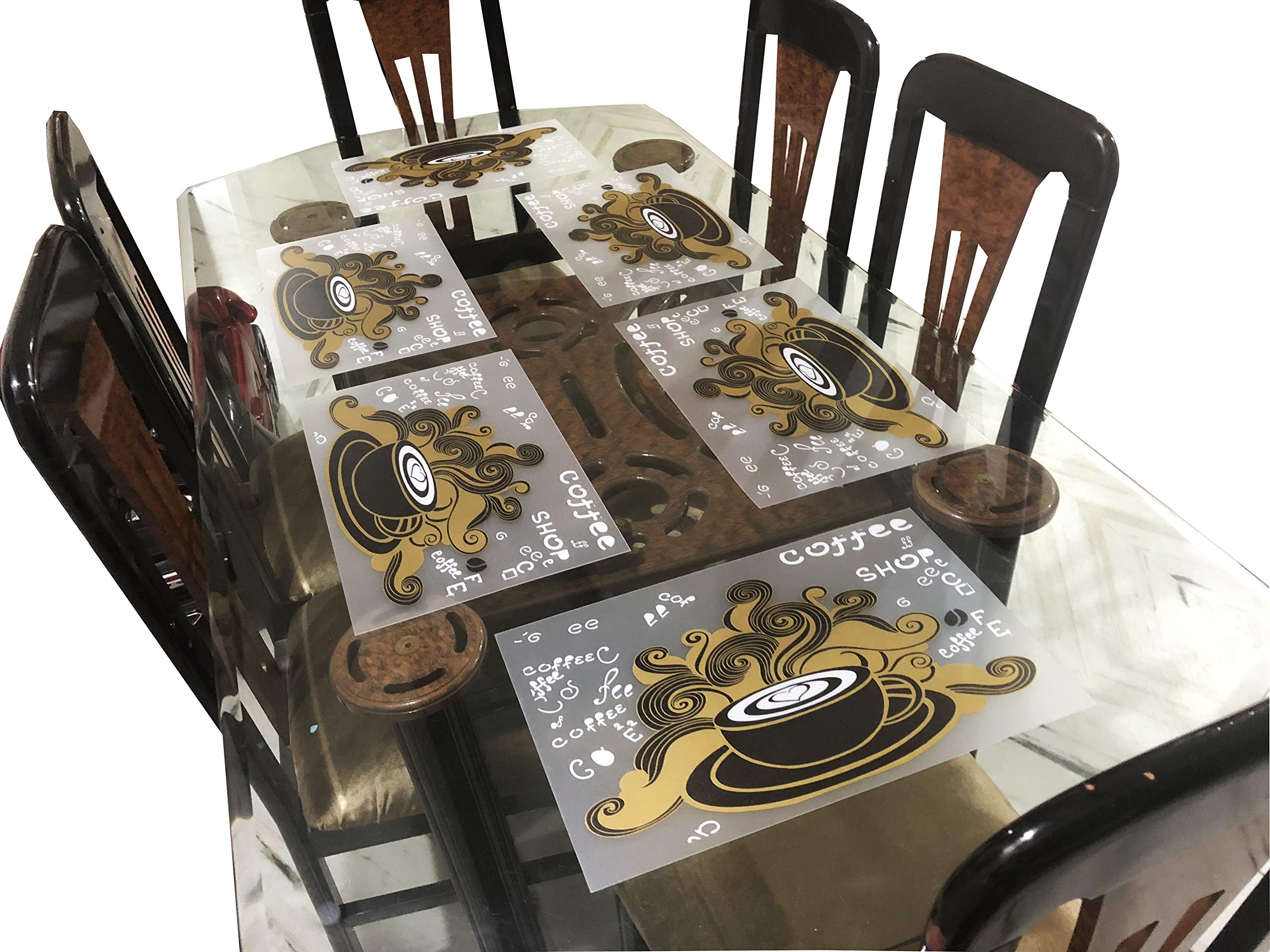 LaVichitra PVC Cup Design Transparent Decorative Placemats Table Mats for Dining Table Home Office Kitchen Restaurant Table (Set of 6, Polyvinyl Chloride) (B082RBYDX5) Amazon Price History, Amazon Price Tracker