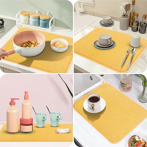 Miniatura 4 de Tapete de secado de platos de microfibra, almohadilla de secado de platos de cocina súper absorbente, reversible para encimera, 12 x 16 pulgadas,