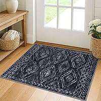 Vista 109 de KILOCOCO Tapete de entrada lavable a máquina, pequeño, para interior, súper suave, antideslizante, diseño geométrico, para cocina, dormitorio, Gris