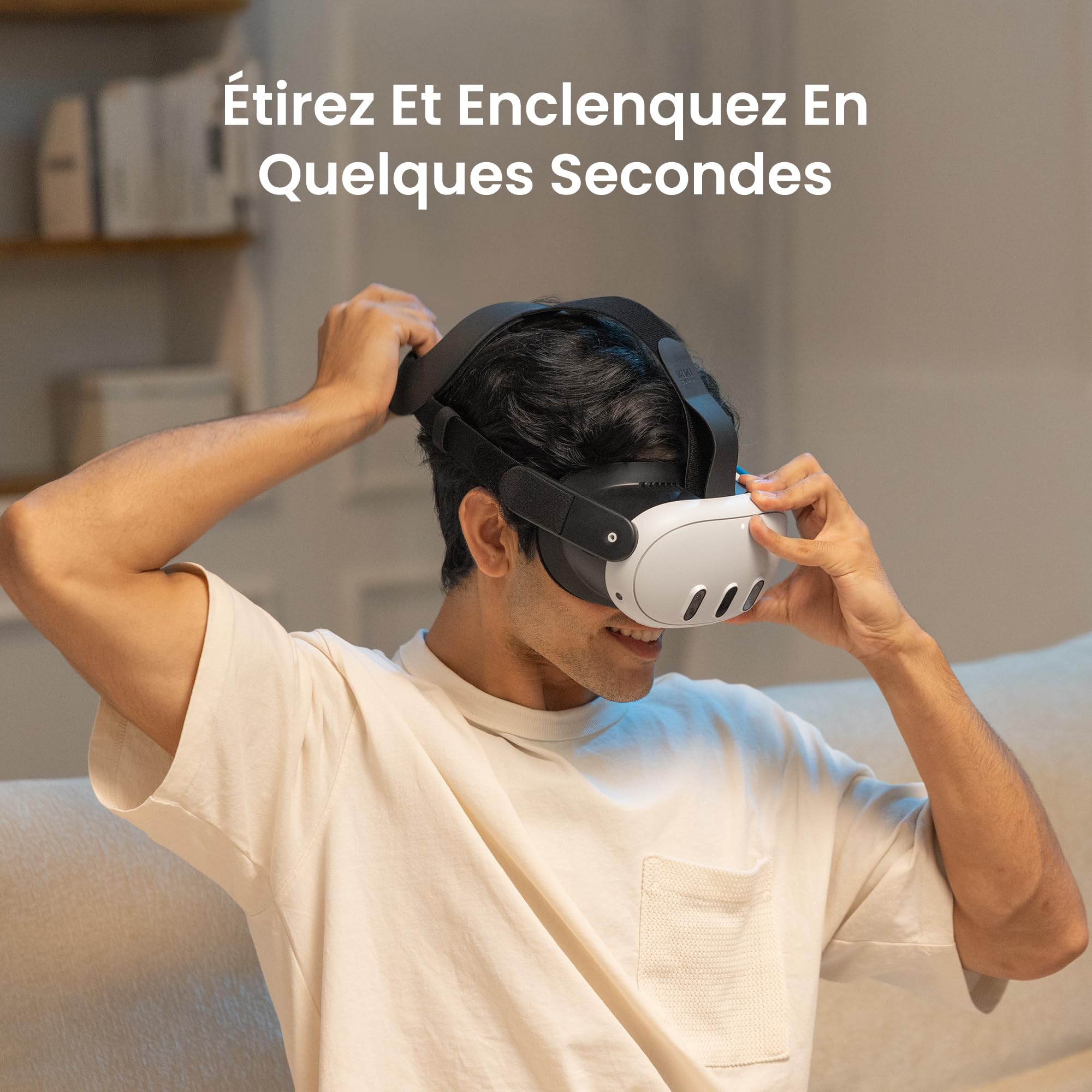 KIWI design K4 Flex Sangle Confort réglable Quest 3/3S, PU sans Batterie | Réglable, anti-pression, dos plat, PU souple, TPU adaptable, pliable, léger, ajustement, sécurité certifiée